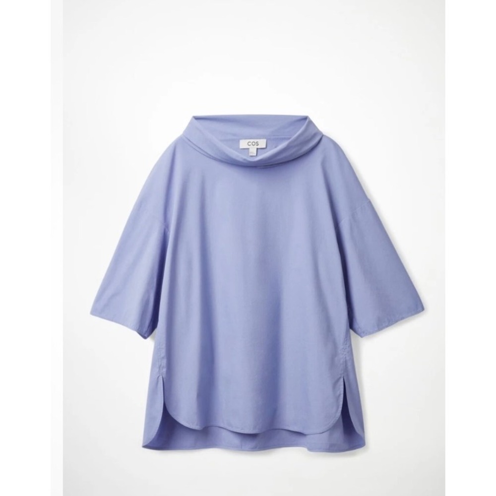 COS Blue‎ Funnel Neck Relaxed Fit Tunic Top Women's Size US 10